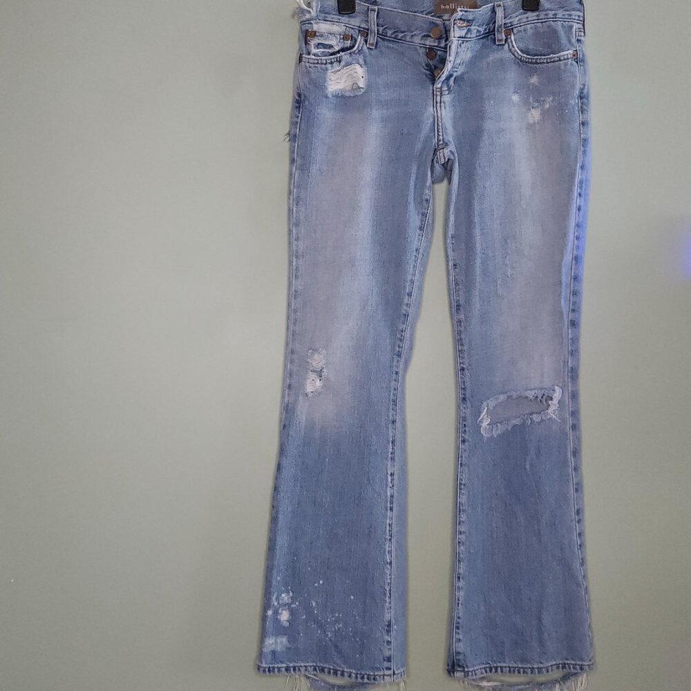 Hollister Women's Button Fly Bootcut, Ripped Jeans. Not new. Just legendary.